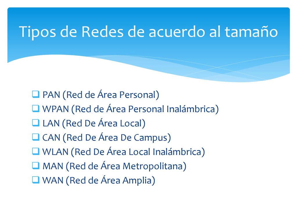 Tipos de Redes de acuerdo al tamaño