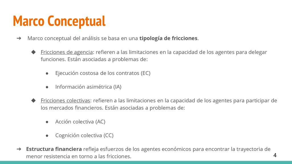 Marco Conceptual Marco conceptual del análisis se basa en una tipología de fricciones.