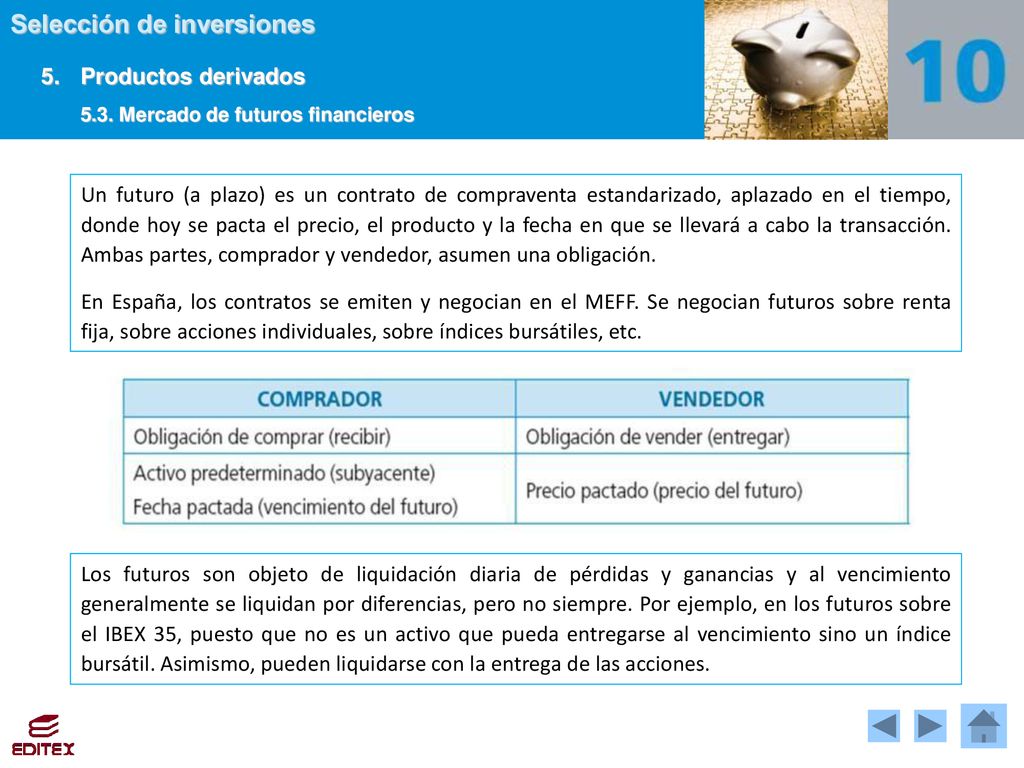 5. Productos derivados 5.3. Mercado de futuros financieros.