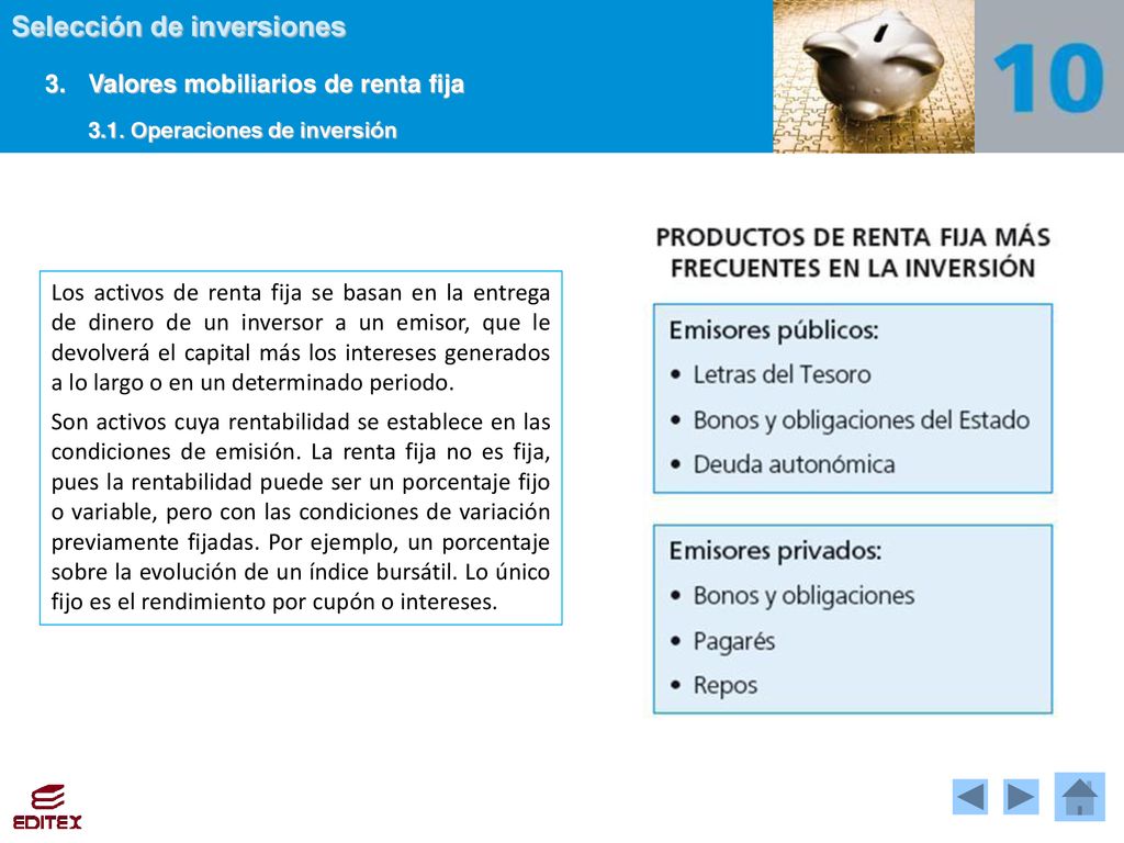 3. Valores mobiliarios de renta fija 3.1. Operaciones de inversión