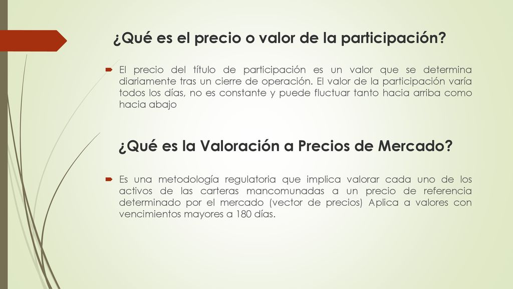 ¿Qué es el precio o valor de la participación