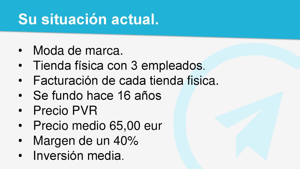 Su situación actual. Moda de marca. Tienda física con 3 empleados.