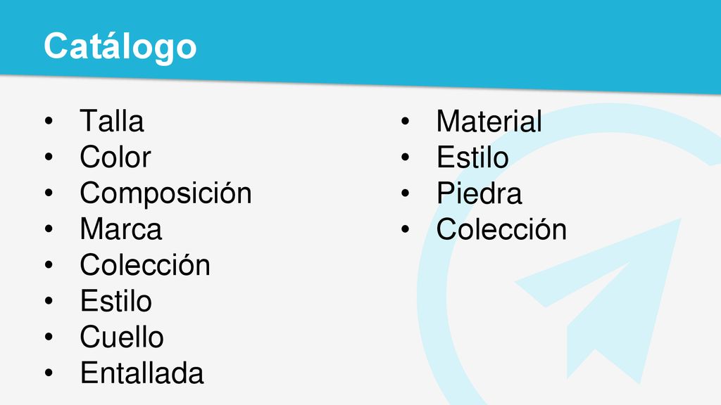 Catálogo Talla Material Color Estilo Composición Piedra Marca