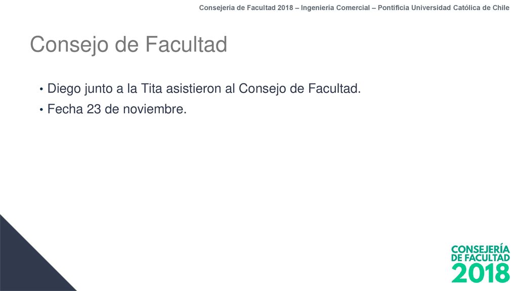 Consejería de Facultad 2018 – Ingeniería Comercial – Pontificia Universidad Católica de Chile