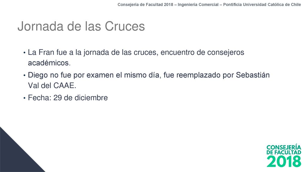Consejería de Facultad 2018 – Ingeniería Comercial – Pontificia Universidad Católica de Chile