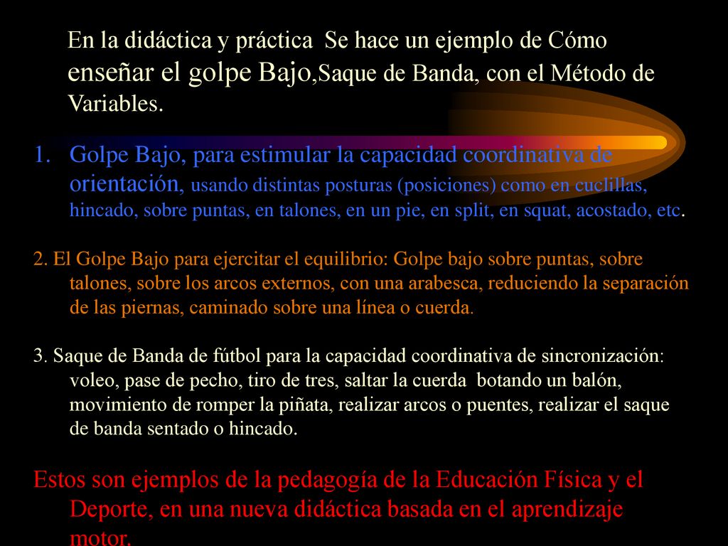 En la didáctica y práctica Se hace un ejemplo de Cómo enseñar el golpe Bajo,Saque de Banda, con el Método de Variables.