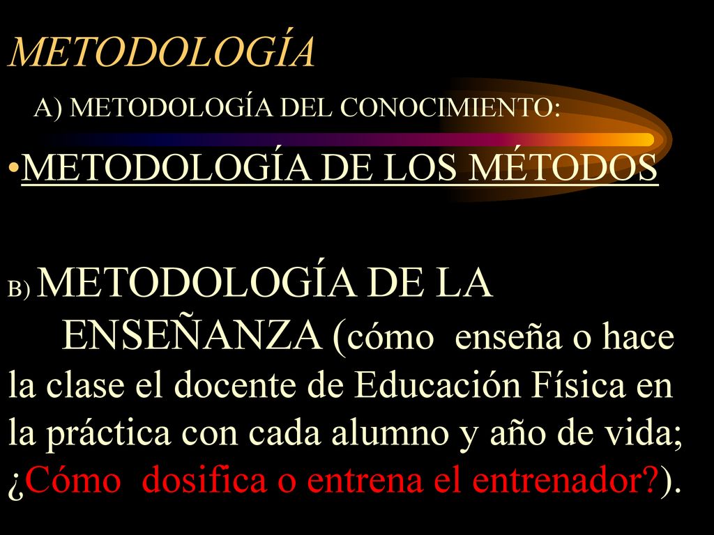 METODOLOGÍA A) METODOLOGÍA DEL CONOCIMIENTO: METODOLOGÍA DE LOS MÉTODOS. B) METODOLOGÍA DE LA.