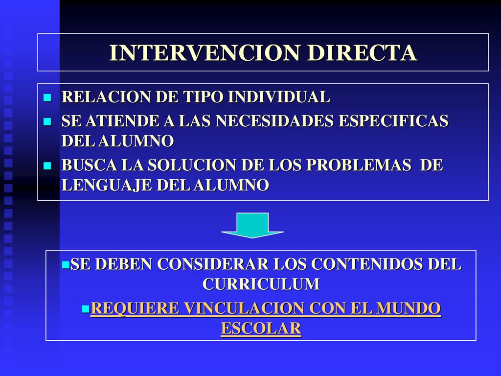 INTERVENCION DIRECTA RELACION DE TIPO INDIVIDUAL