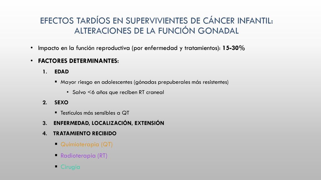 Efectos tardíos en supervivientes de cáncer infantil: alteraciones de la función gonadal