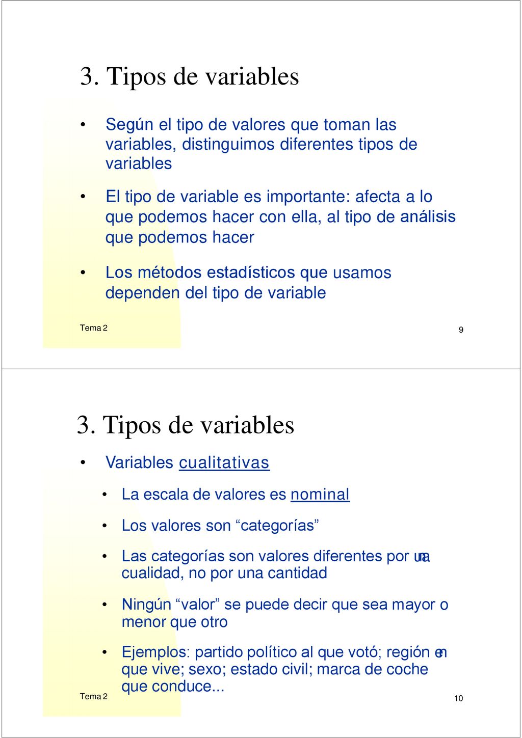 3. Tipos de variables 3. Tipos de variables