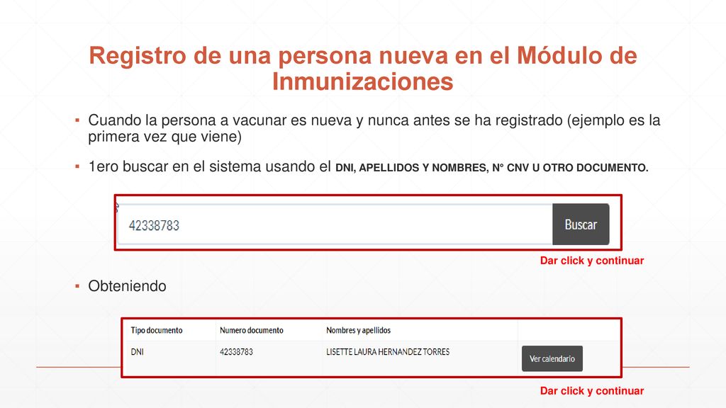 Registro de una persona nueva en el Módulo de Inmunizaciones