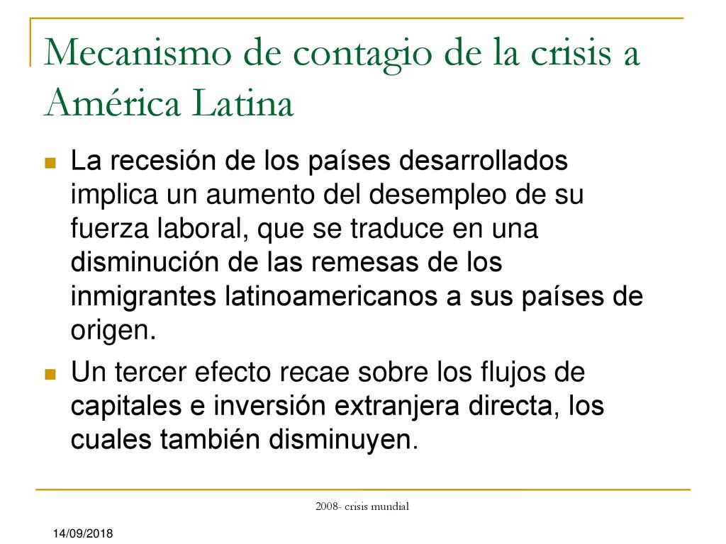 Mecanismo de contagio de la crisis a América Latina
