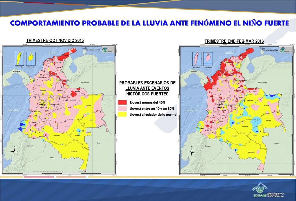 COMPORTAMIENTO PROBABLE DE LA LLUVIA ANTE FENÓMENO EL NIÑO FUERTE