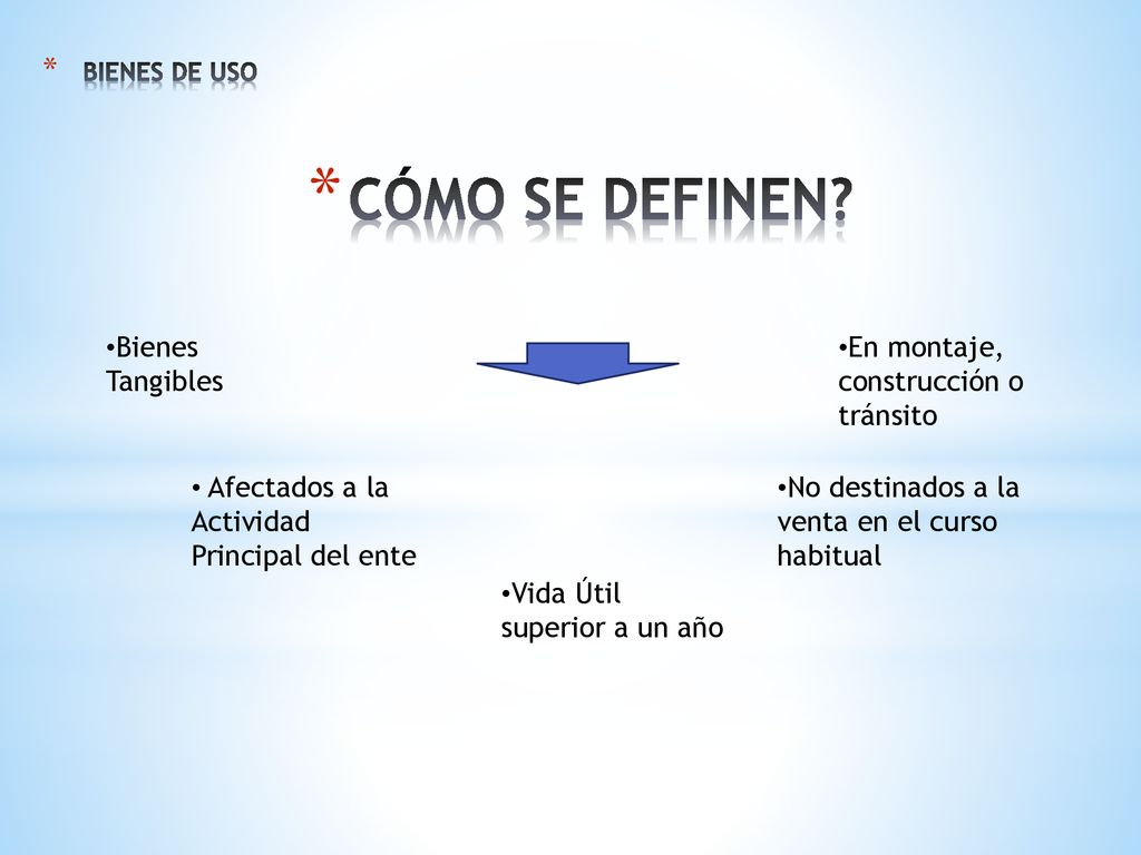 CÓMO SE DEFINEN Bienes Tangibles En montaje, construcción o tránsito