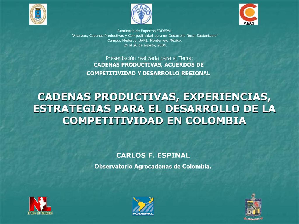CADENAS PRODUCTIVAS, ACUERDOS DE Observatorio Agrocadenas de Colombia.