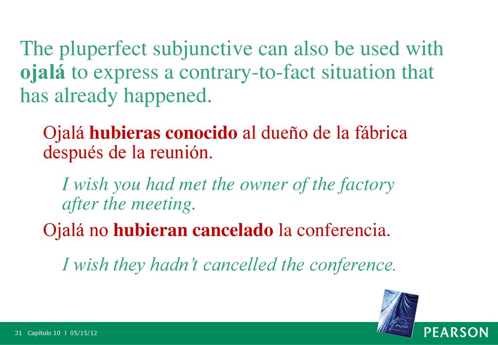The pluperfect subjunctive can also be used with ojalá to express a contrary-to-fact situation that has already happened.