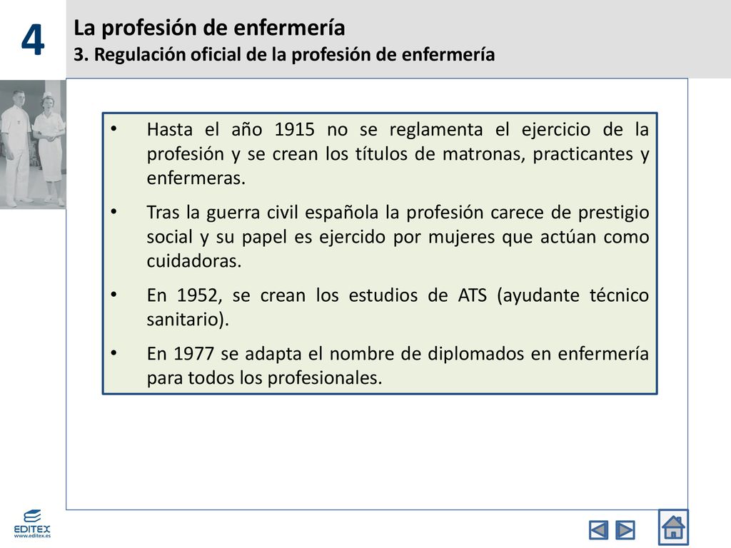 4 La profesión de enfermería 3. Regulación oficial de la profesión de enfermería.