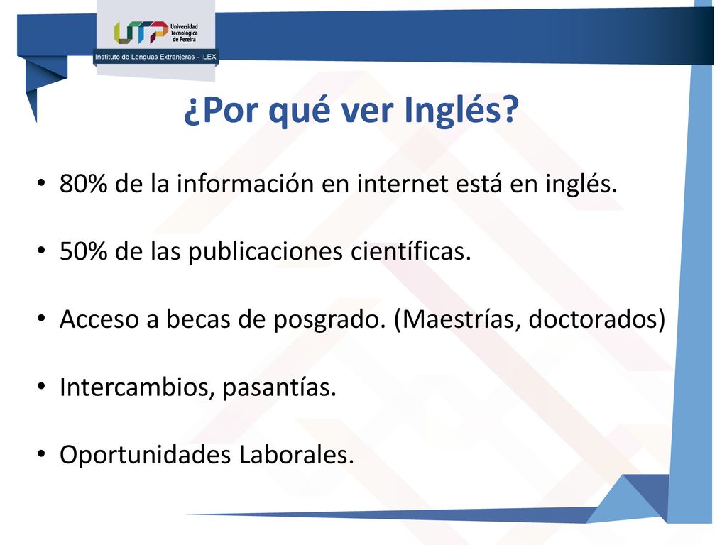 ¿Por qué ver Inglés 80% de la información en internet está en inglés.