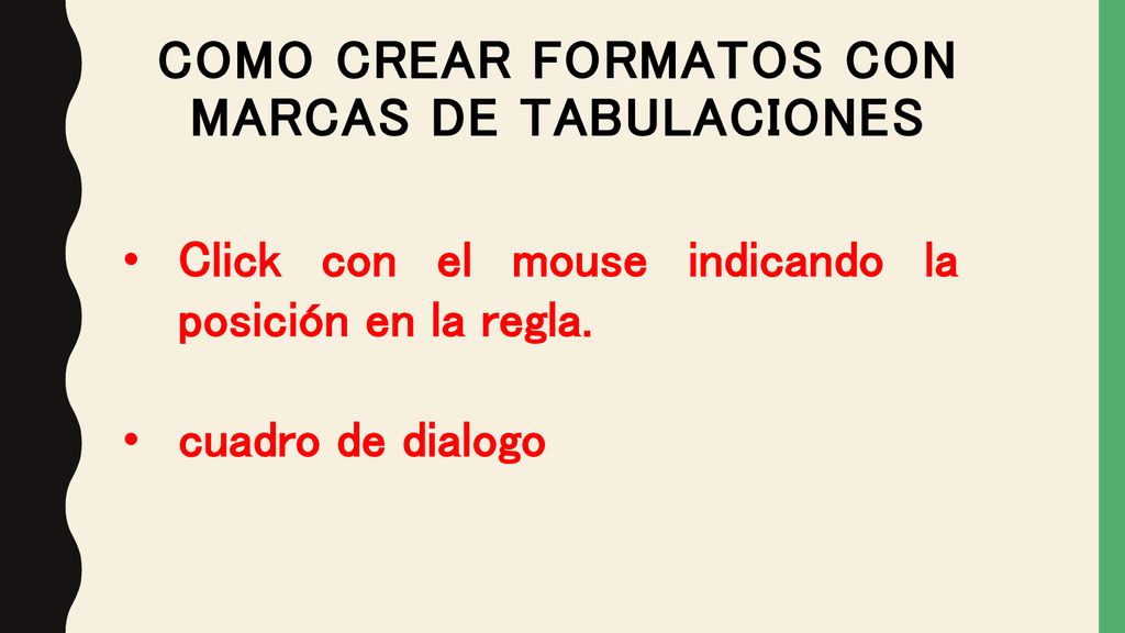 Como crear formatos con marcas de tabulaciones