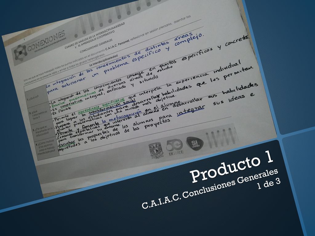 Producto 1 C.A.I.A.C. Conclusiones Generales 1 de 3