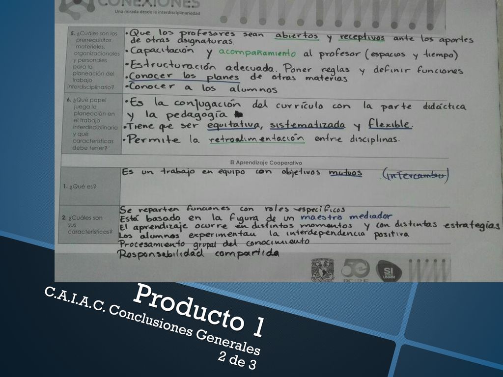 Producto 1 C.A.I.A.C. Conclusiones Generales 2 de 3