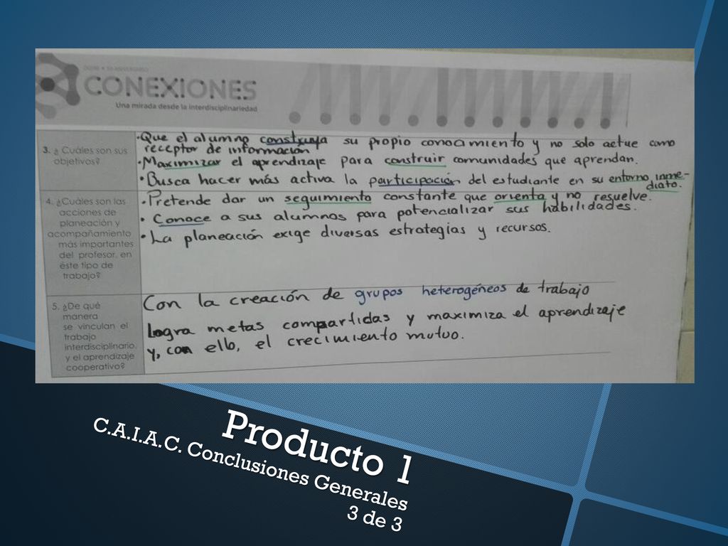 Producto 1 C.A.I.A.C. Conclusiones Generales 3 de 3