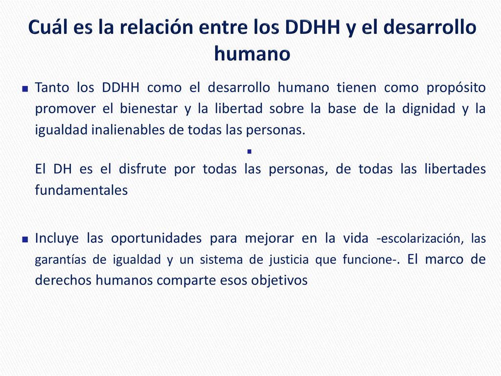 Cuál es la relación entre los DDHH y el desarrollo humano