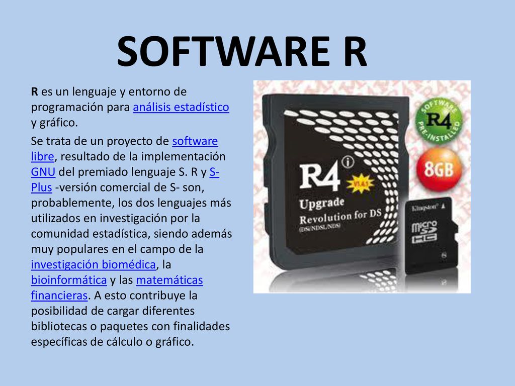 SOFTWARE R R es un lenguaje y entorno de programación para análisis estadístico y gráfico.