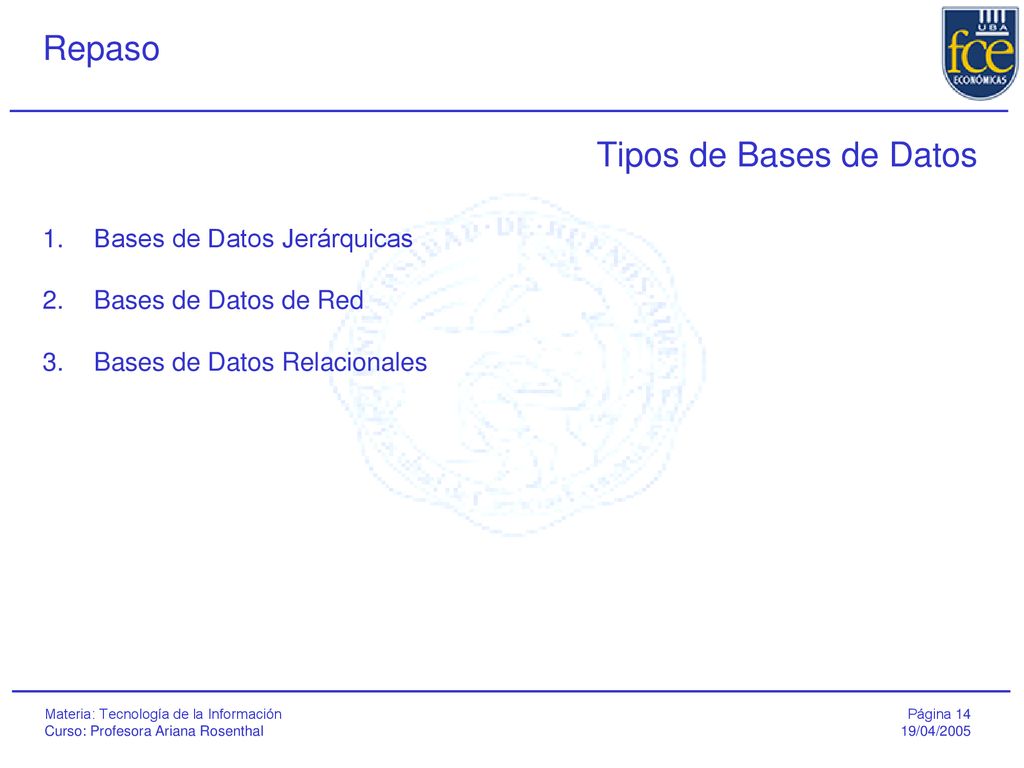 Tipos de Bases de Datos Bases de Datos Jerárquicas