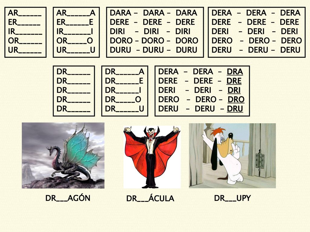 AR______ ER______. IR_______. OR______. UR______. AR______A. ER______E. IR_______I. OR_____O.
