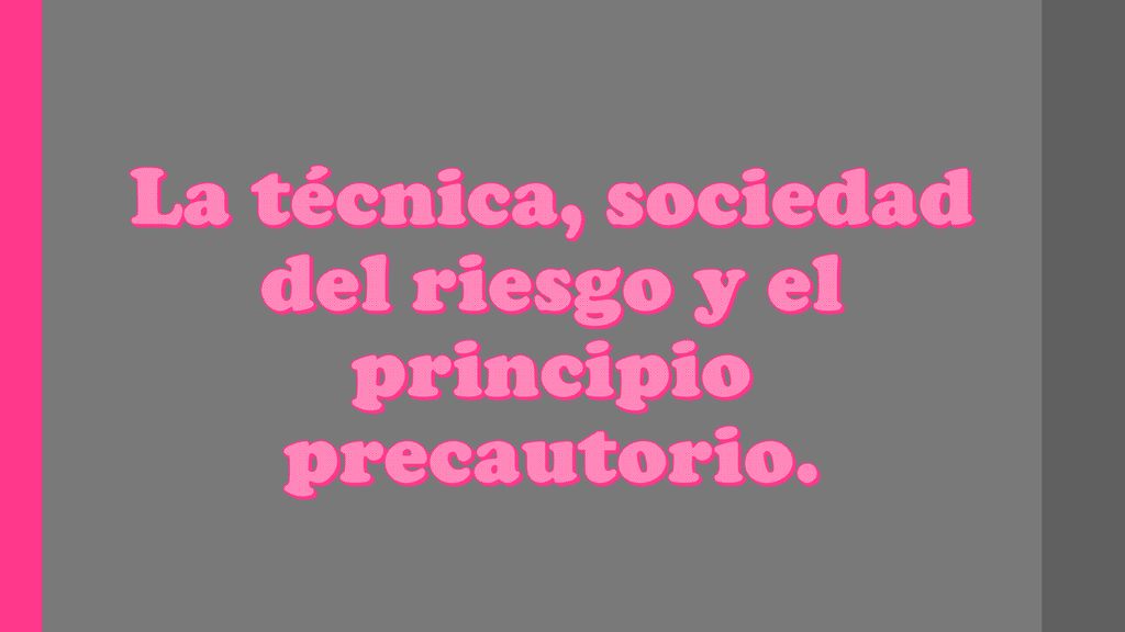 La técnica, sociedad del riesgo y el principio precautorio.