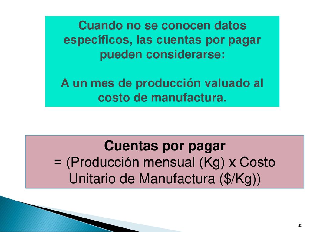 A un mes de producción valuado al costo de manufactura.