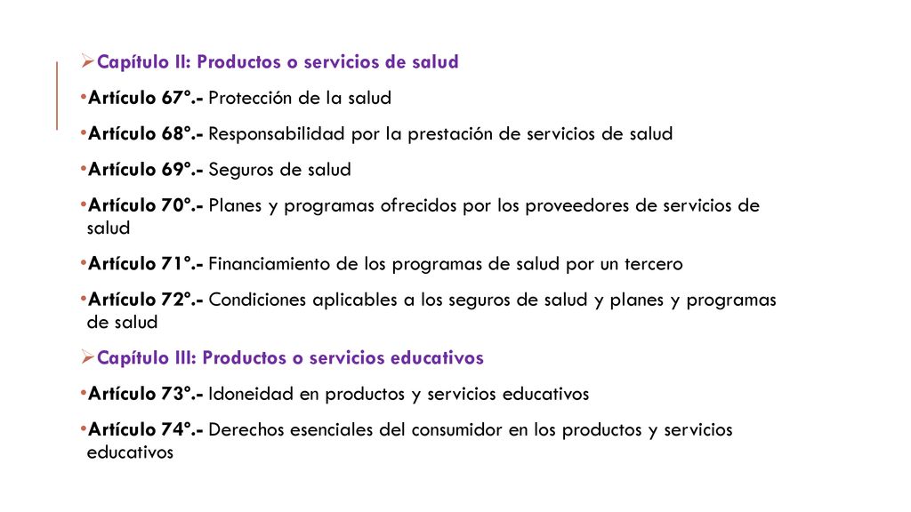 Capítulo II: Productos o servicios de salud