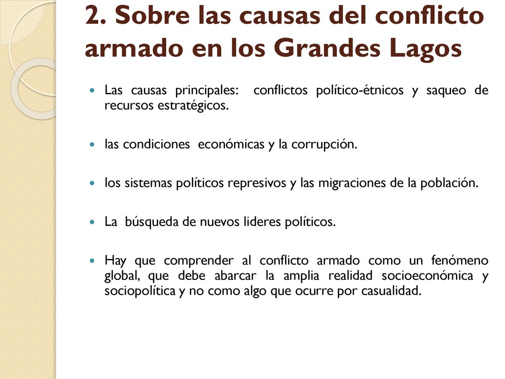 2. Sobre las causas del conflicto armado en los Grandes Lagos