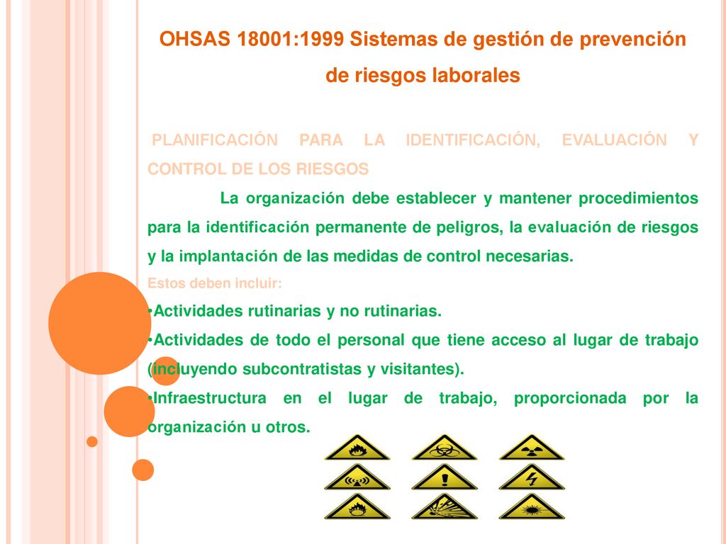 OHSAS 18001:1999 Sistemas de gestión de prevención de riesgos laborales