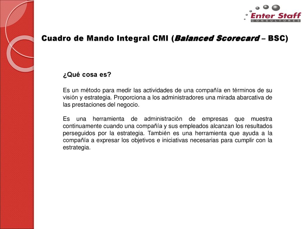 Cuadro de Mando Integral CMI (Balanced Scorecard – BSC)