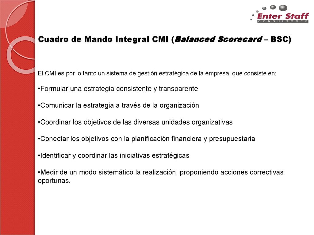 Cuadro de Mando Integral CMI (Balanced Scorecard – BSC)