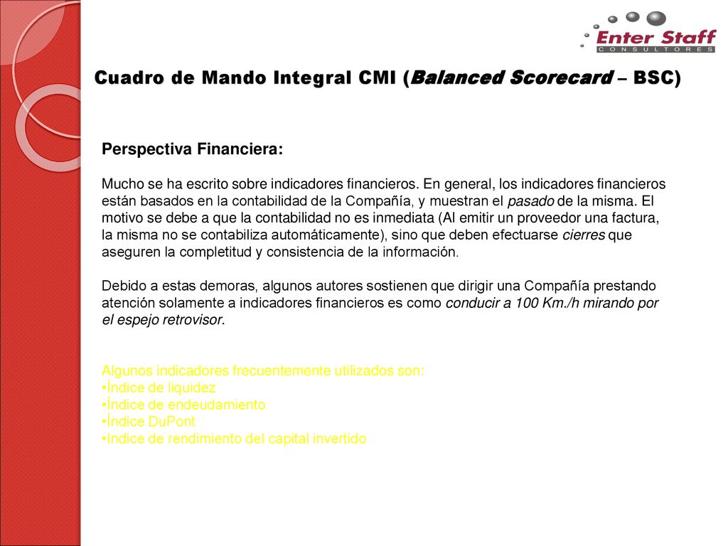 Cuadro de Mando Integral CMI (Balanced Scorecard – BSC)
