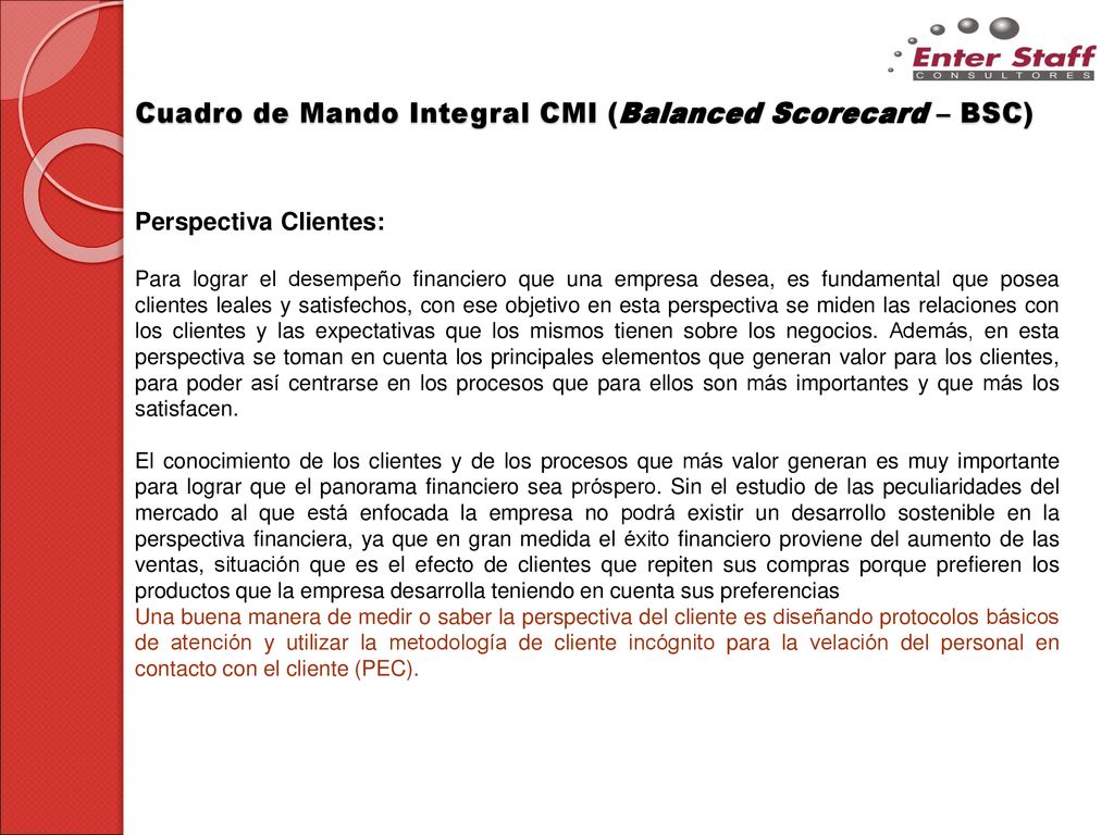 Cuadro de Mando Integral CMI (Balanced Scorecard – BSC)