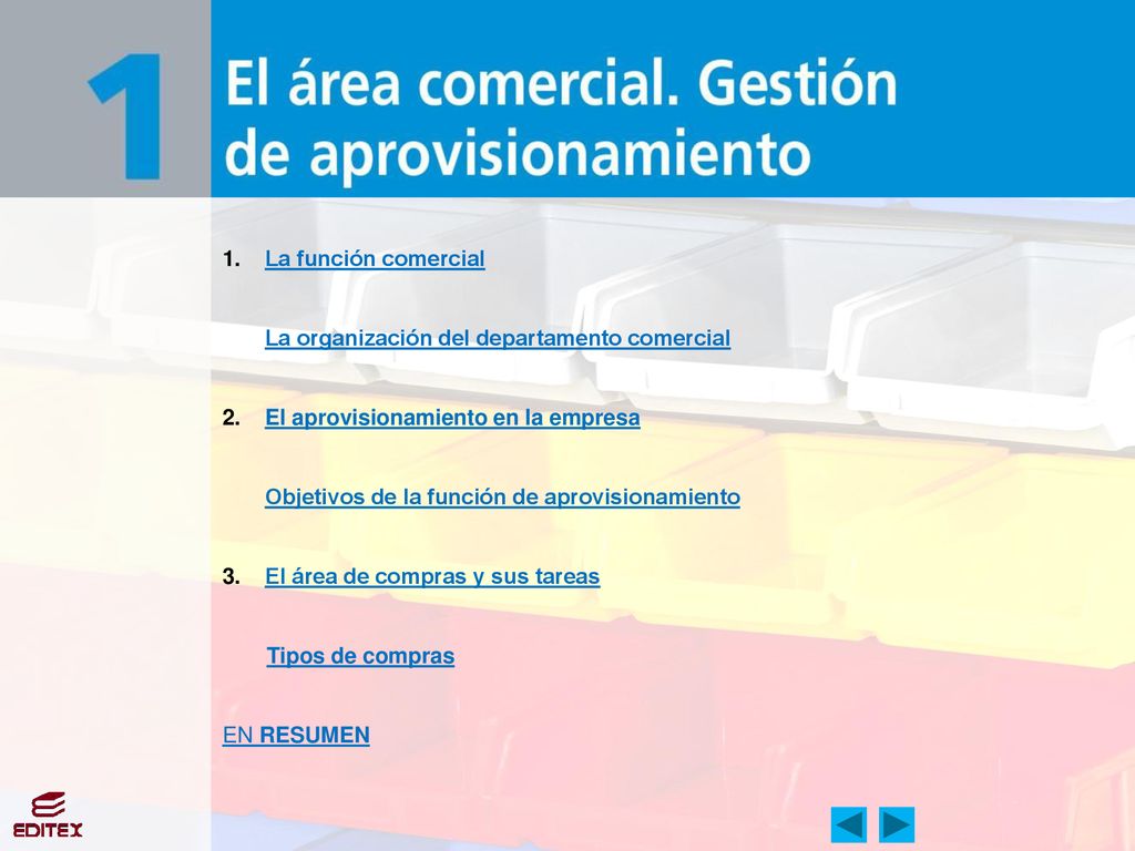 1. La función comercial La organización del departamento comercial. 2. El aprovisionamiento en la empresa.