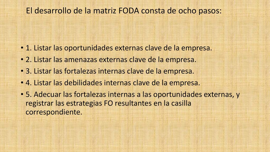 1. Listar las oportunidades externas clave de la empresa.