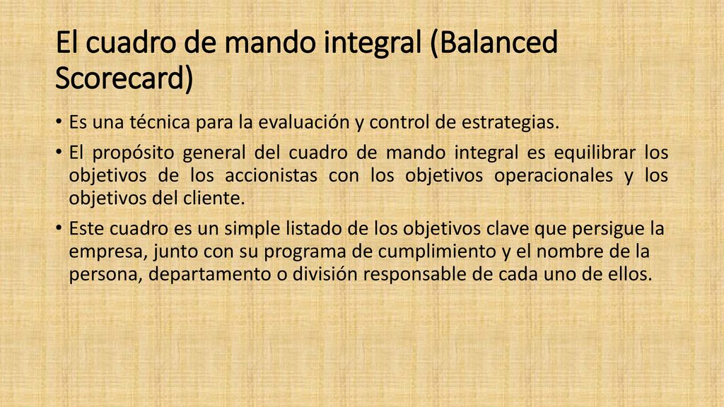 El cuadro de mando integral (Balanced Scorecard)