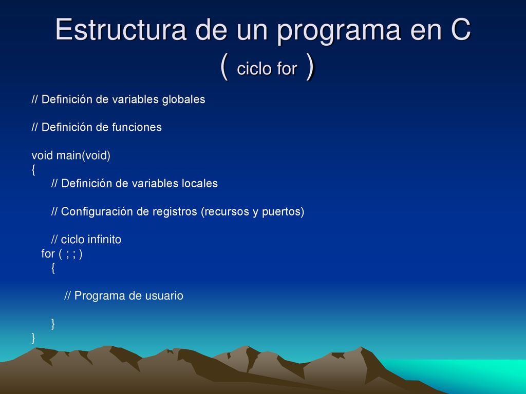 Estructura de un programa en C ( ciclo for )