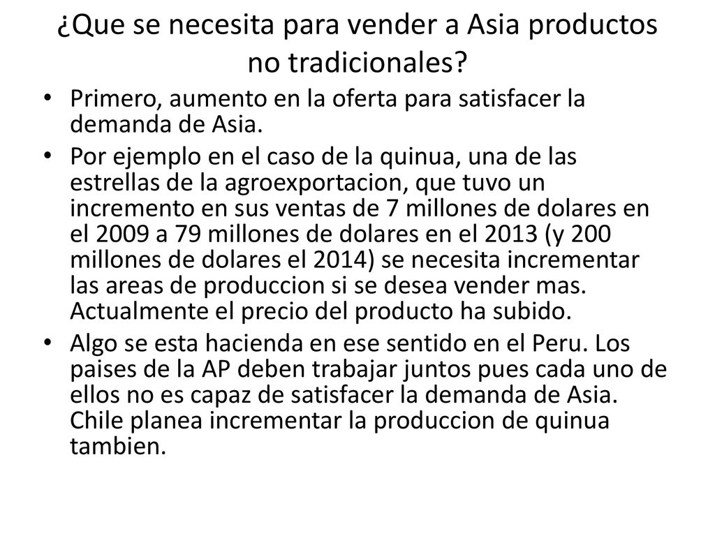 ¿Que se necesita para vender a Asia productos no tradicionales