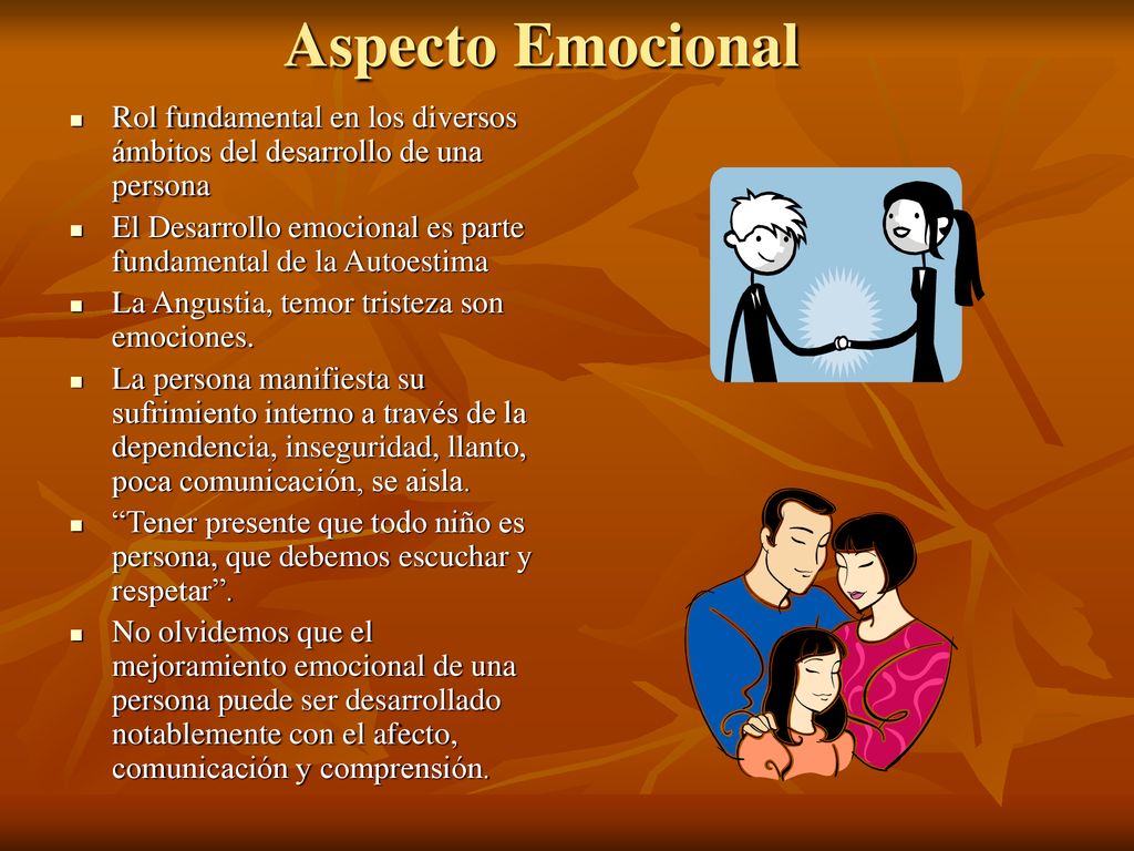Aspecto Emocional Rol fundamental en los diversos ámbitos del desarrollo de una persona.
