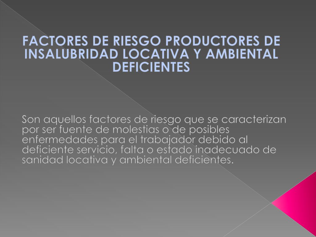 FACTORES DE RIESGO PRODUCTORES DE INSALUBRIDAD LOCATIVA Y AMBIENTAL DEFICIENTES