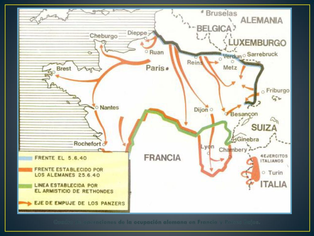 Cuadro de operaciones de la ocupación alemana en Francia y Países Bajos.