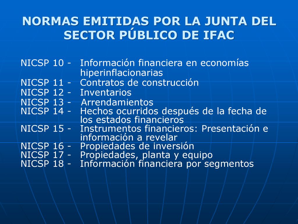 NORMAS EMITIDAS POR LA JUNTA DEL SECTOR PÚBLICO DE IFAC