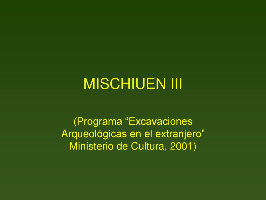 MISCHIUEN III (Programa Excavaciones Arqueológicas en el extranjero Ministerio de Cultura, 2001)