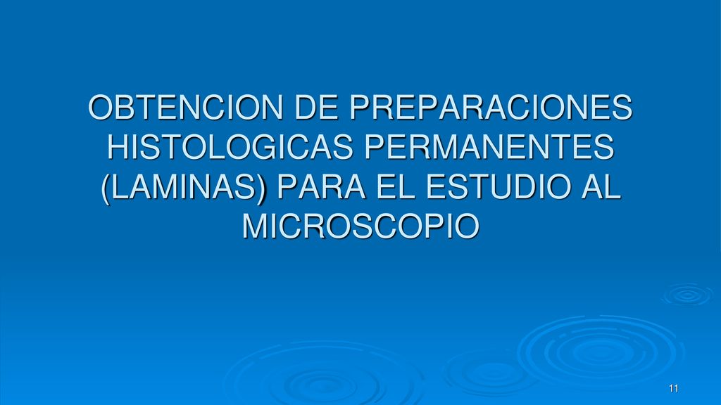 OBTENCION DE PREPARACIONES HISTOLOGICAS PERMANENTES (LAMINAS) PARA EL ESTUDIO AL MICROSCOPIO